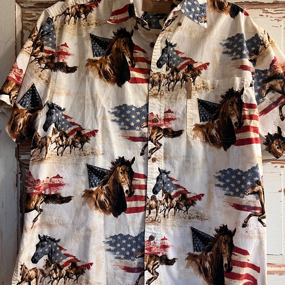Men's Patriotic Cowboy Casual Shirt
